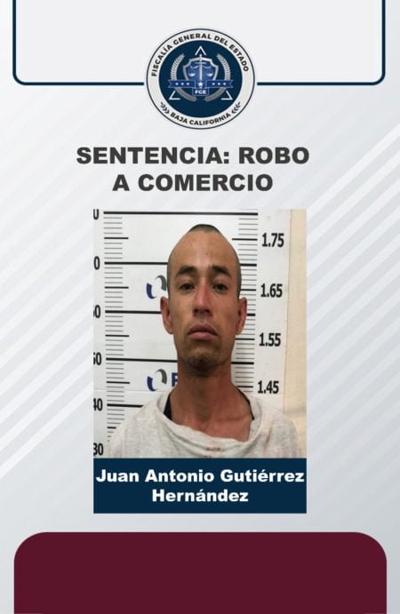 Le dan 6 años por robo comercial en Rosarito