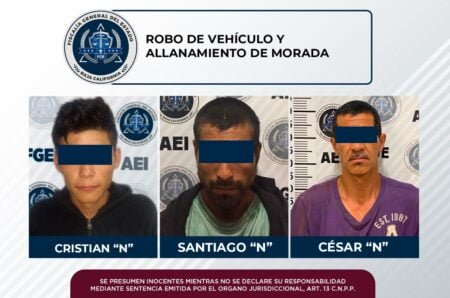 Detienen a tres por allanamiento de morada y robo de vehículo