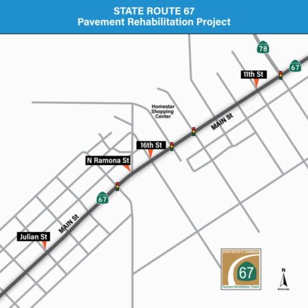 Comienza construcción de rampa peatonal de la SR-67 en Ramona