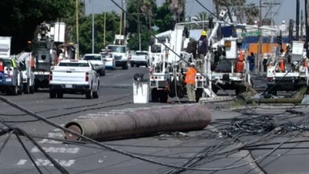 Colapso de postes y cables tras paso de tren desata pérdidas económicas en Tijuana