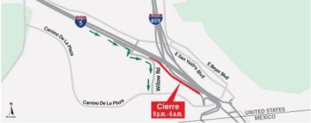 Caltrans cerrará la última salida de la I-5 sur en San Ysidro del 22 al 24 de septiembre